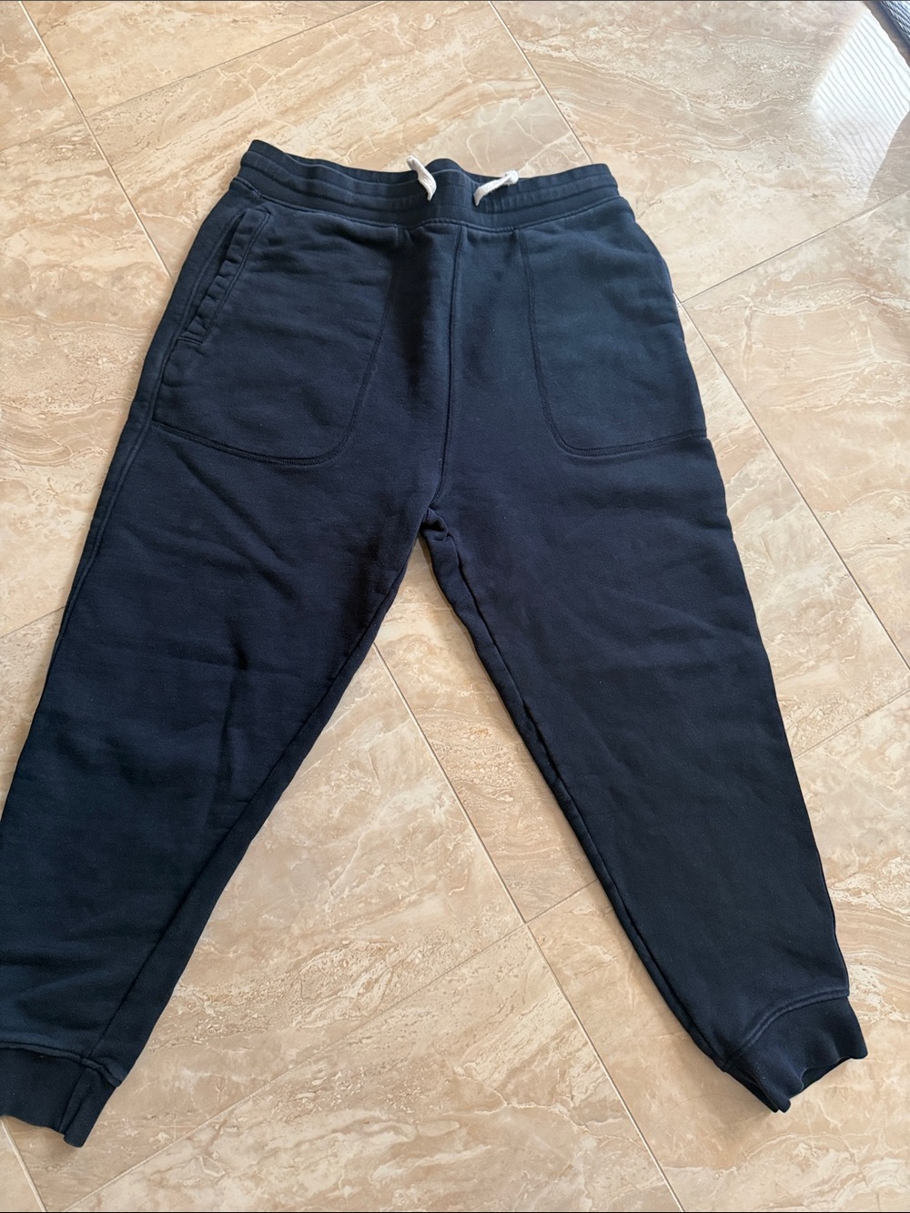 Zara Navy Drawstring Joggers with Front Patch Pockets